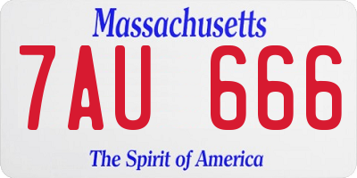MA license plate 7AU666