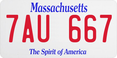 MA license plate 7AU667
