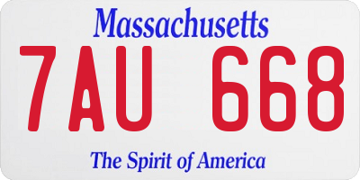 MA license plate 7AU668