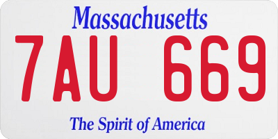 MA license plate 7AU669