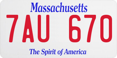 MA license plate 7AU670