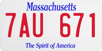 MA license plate 7AU671