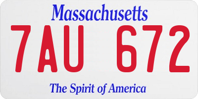 MA license plate 7AU672