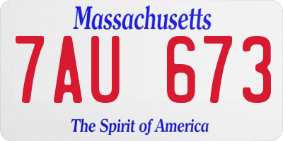 MA license plate 7AU673