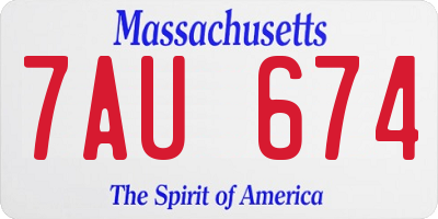 MA license plate 7AU674
