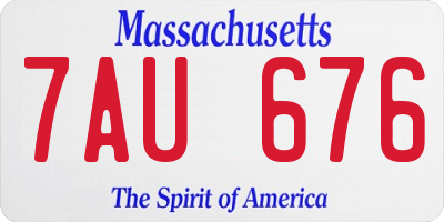 MA license plate 7AU676