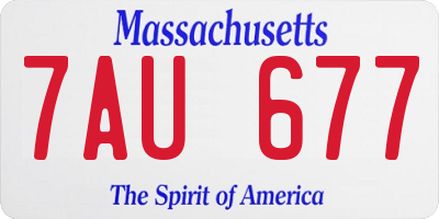 MA license plate 7AU677