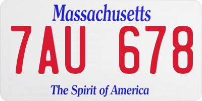 MA license plate 7AU678