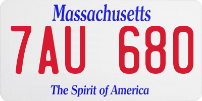 MA license plate 7AU680