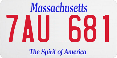 MA license plate 7AU681