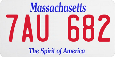 MA license plate 7AU682