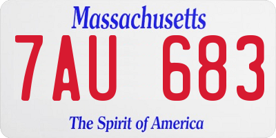 MA license plate 7AU683