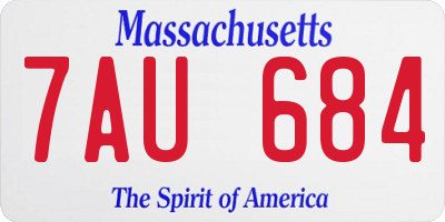 MA license plate 7AU684