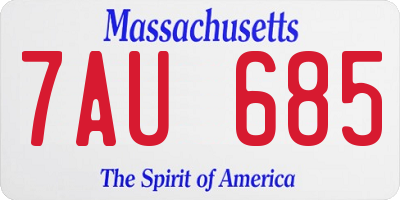 MA license plate 7AU685