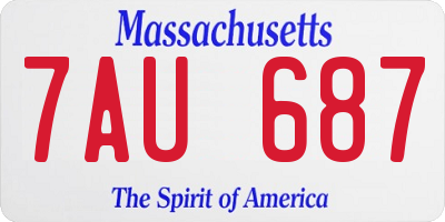 MA license plate 7AU687