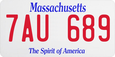 MA license plate 7AU689