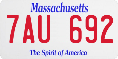 MA license plate 7AU692