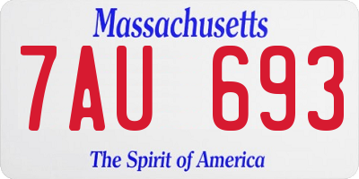 MA license plate 7AU693