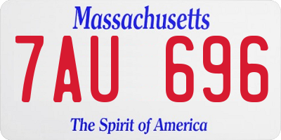 MA license plate 7AU696