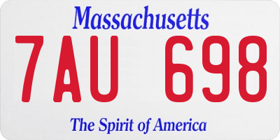 MA license plate 7AU698