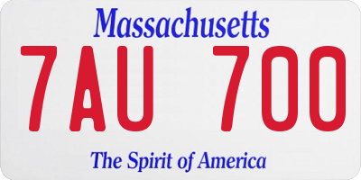 MA license plate 7AU700