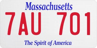 MA license plate 7AU701