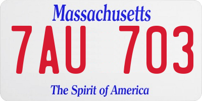 MA license plate 7AU703