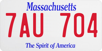 MA license plate 7AU704