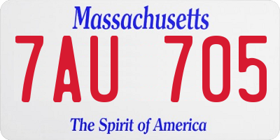 MA license plate 7AU705