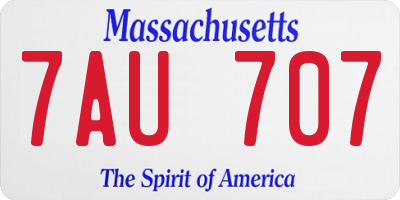 MA license plate 7AU707