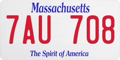 MA license plate 7AU708