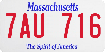 MA license plate 7AU716