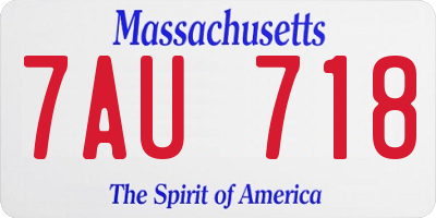 MA license plate 7AU718