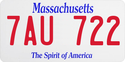 MA license plate 7AU722