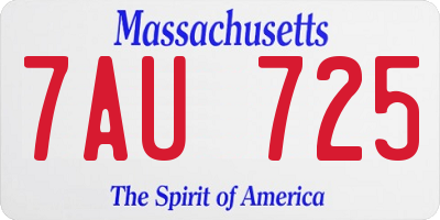 MA license plate 7AU725