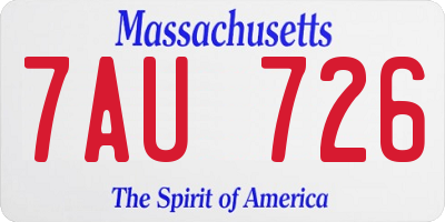 MA license plate 7AU726