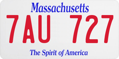 MA license plate 7AU727