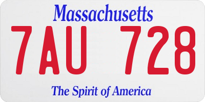 MA license plate 7AU728