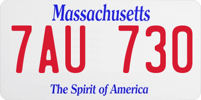 MA license plate 7AU730
