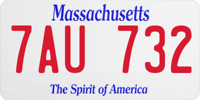 MA license plate 7AU732