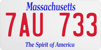 MA license plate 7AU733