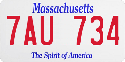 MA license plate 7AU734