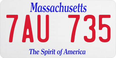 MA license plate 7AU735