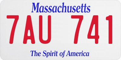 MA license plate 7AU741