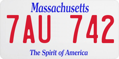 MA license plate 7AU742