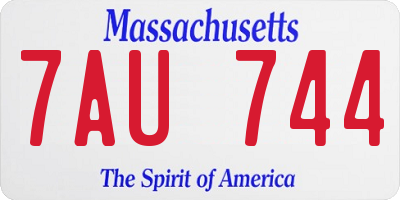 MA license plate 7AU744
