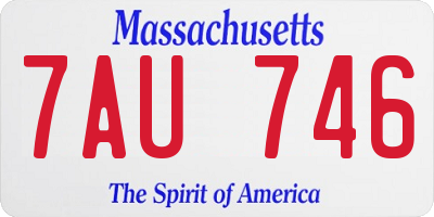 MA license plate 7AU746