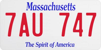 MA license plate 7AU747