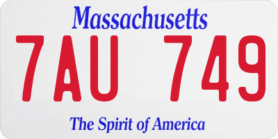 MA license plate 7AU749