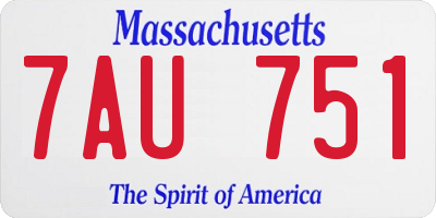 MA license plate 7AU751